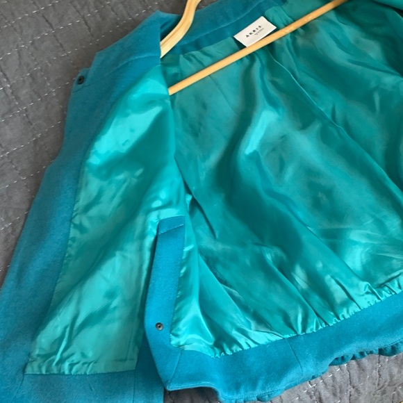 Teal Ruffled Collar Jacket - Picture 6 of 6